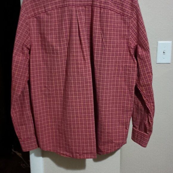 Eddie Bauer Men's Long Sleeve Button Down Shirt Size Large Red Checked - Picture 11 of 12